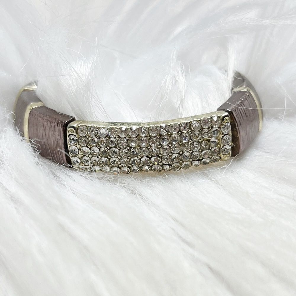 Fashion Square & Rhinestone Bracelet Rose Gold Elastic